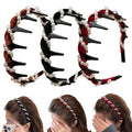 3PCS New Trendy Pearl Headbands Non-slip Wavy Head Hoop Combing Hairbands Headwear Hair Accessories Hair Accessories Gifts Oasis Select A One Size