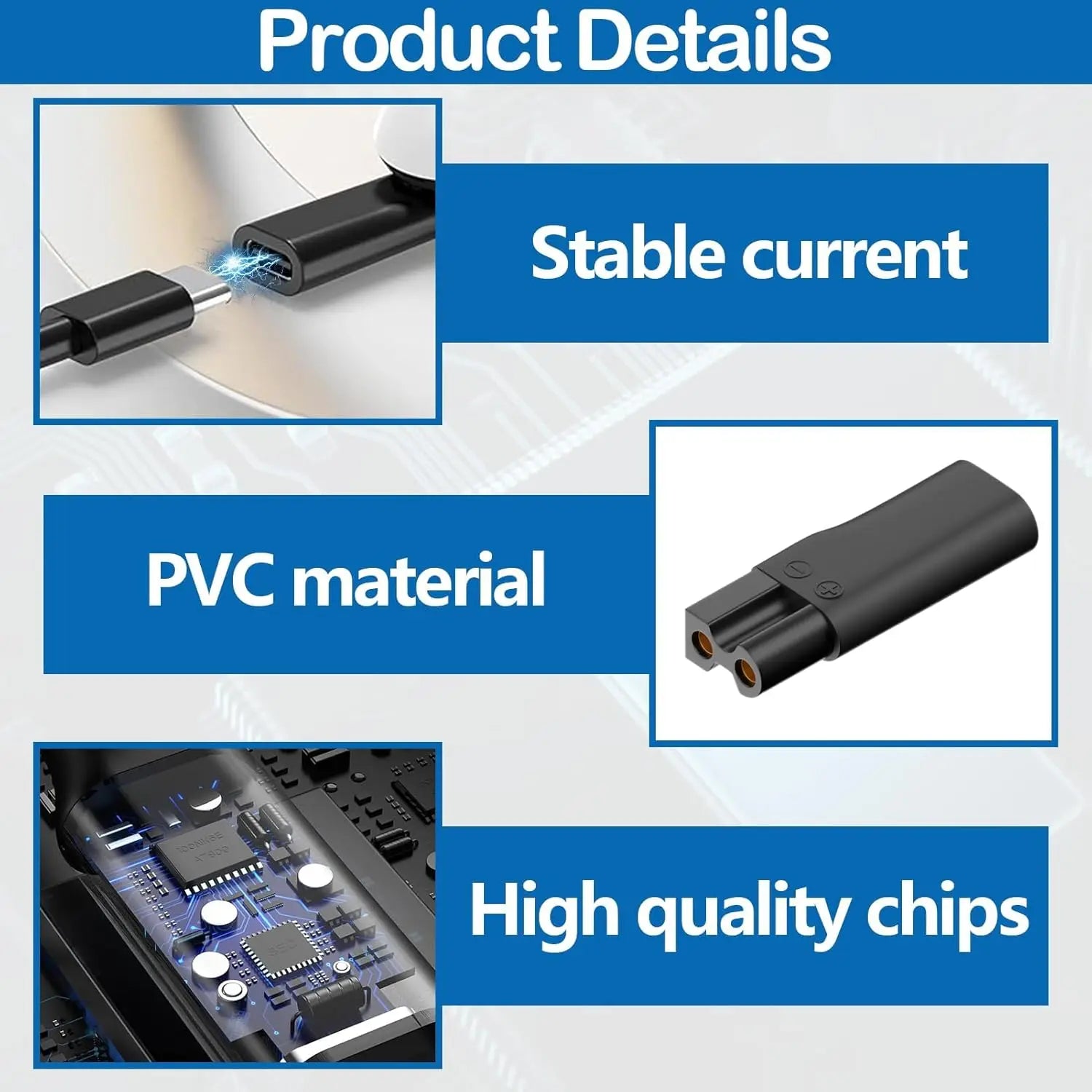 6-Pack Type-C USB Adapter for Clippers, Shavers & Trimmers USB Charger Adapter Set Oasis Select