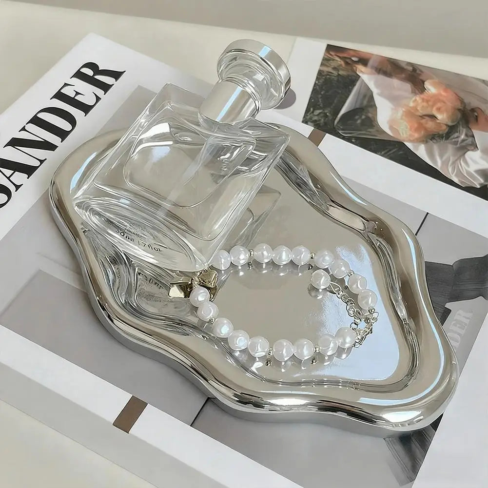 Simple Jewelry Storage Tray Creative White/silver Storage Tray Decorative Ornaments Electroplated Jewelry Tray Oasis Select