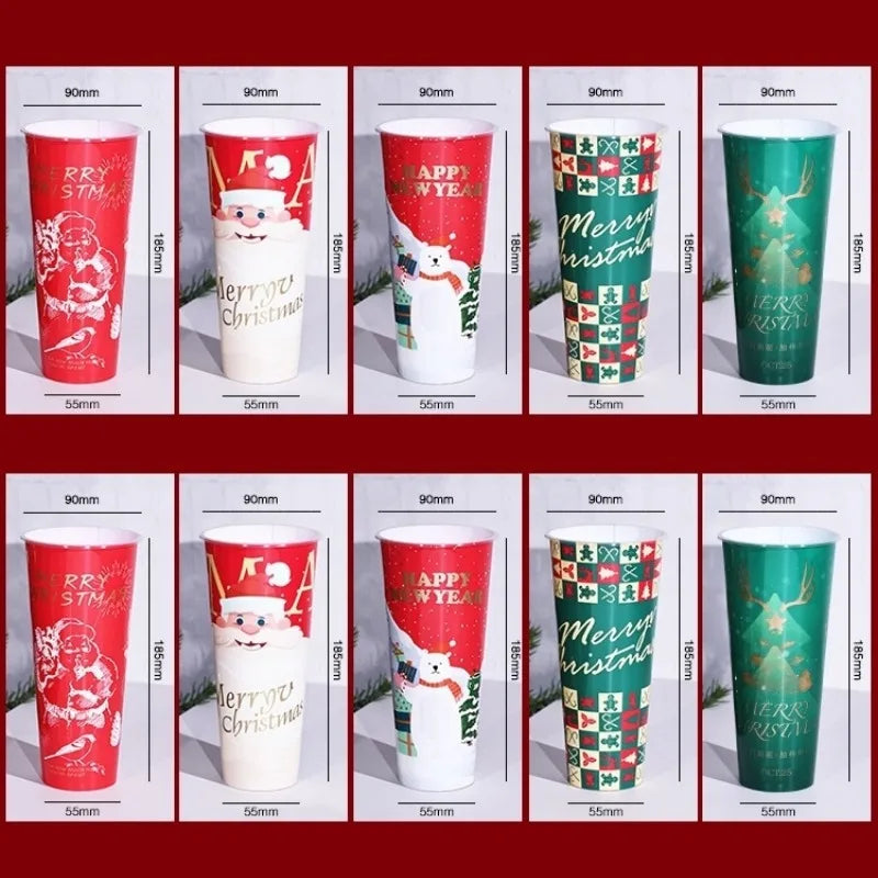 10Pcs 22oz Large Coffee Cup Set- Leakproof Thermal Mugs with Lids Travel Cups for Hot/Cold Drinks Reusable Christmas Party Cups Oasis Select