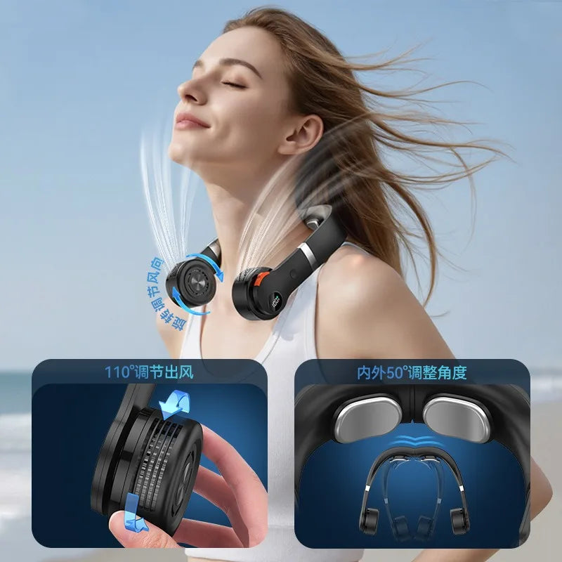 Bladeless Neck Fan – Digital Display, 20Hr Battery, USB-C