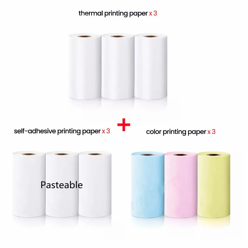 Mini Printer Thermal Paper Label Sticker Colorful Adhesive Self-adhesive Paper For Wireless Bluetooth Photo Inkless Printer 57mm Oasis Select Mixed 9pcs Paper