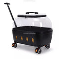 Fashion Transparent Cat Cage Large Capacity Pet Suitcase Breathable Cat Carriers Pull Rod/Handheld Dual Use Cat Transport Cart Oasis Select Black 48x35x46cm