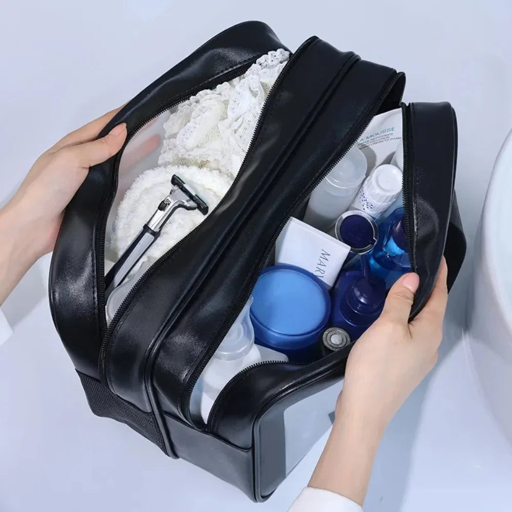 Dry-wet Separation Double Transparent PU Makeup Bag Portable Washing Bag Cosmetic Storage Bag Travel Fitness Swimming Essentials Oasis Select