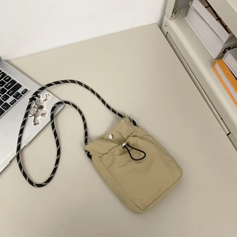 Nylon Crossbody Bag Soft Mini Phone Wallet Multifunctional Square Shoulder Bag Crossbody Purse Canvas Purse Messenger Bag Oasis Select beige