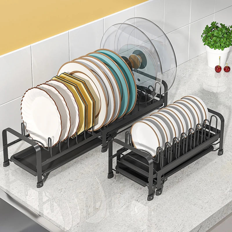 Retractable Dish Storage Rack Kitchen Pot Lid Rack Single Layer Drain Rack Bowl Dish Drain Shelf in Cabinet Oasis Select