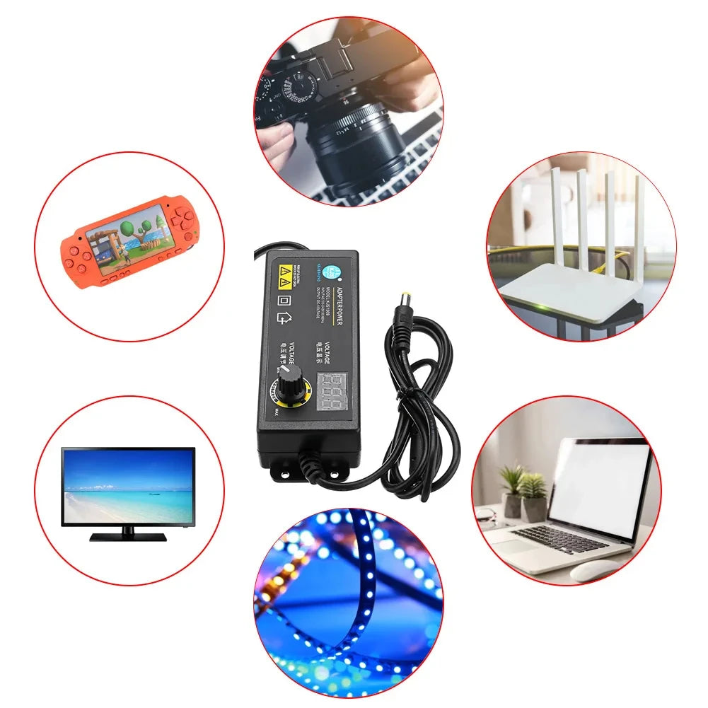 Adjustable Power Supply Adapter 3V-36V 2A 60W Power Adapter with Display Universal AC 220V To DC 12V Adapter Adjustable Charger Oasis Select