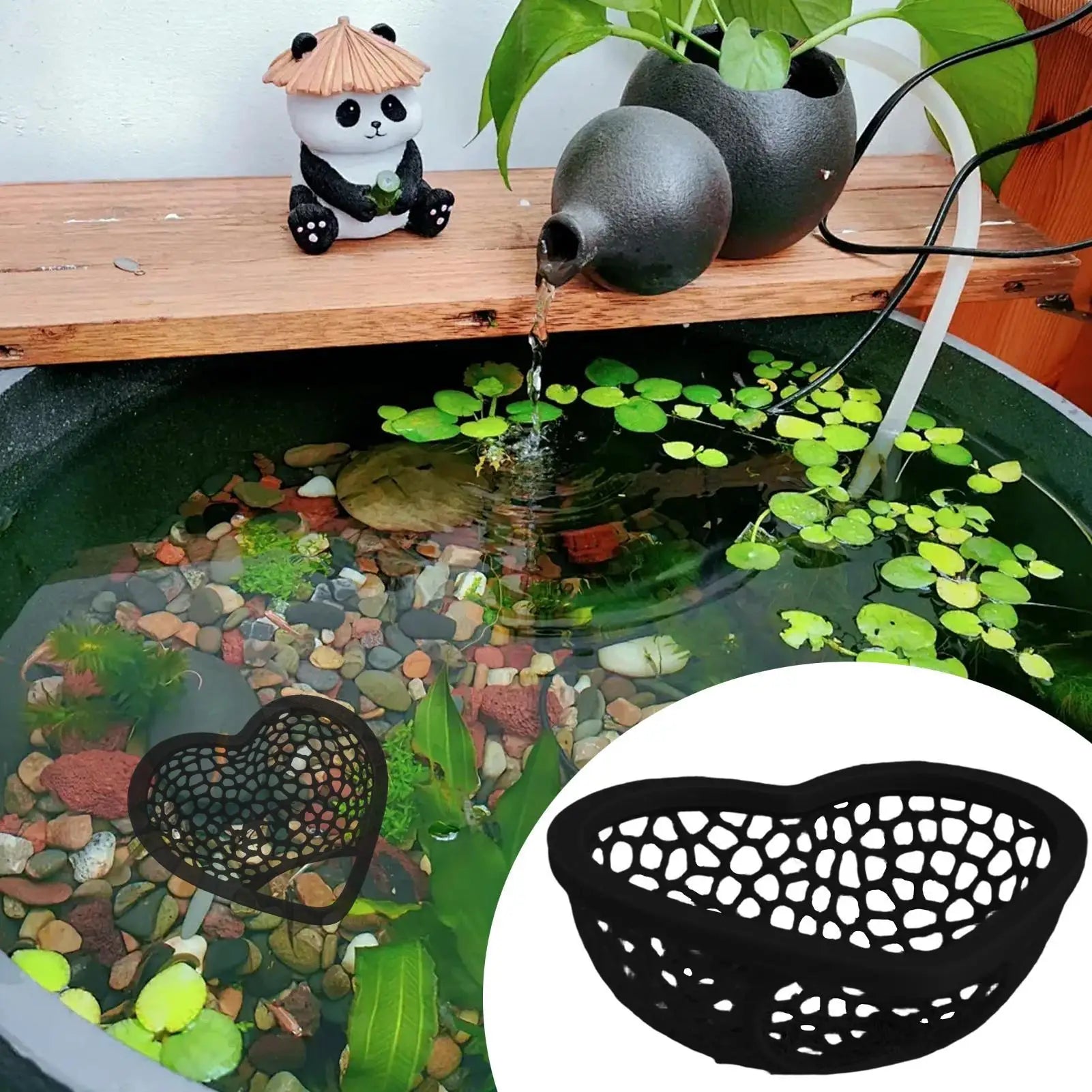 Aquarium Floating Cave Heart Shape Fish Shrimp Hideout Shelter Hammock Feeding Ring Resting Spot for Betta Small Aquatic Pets Oasis Select