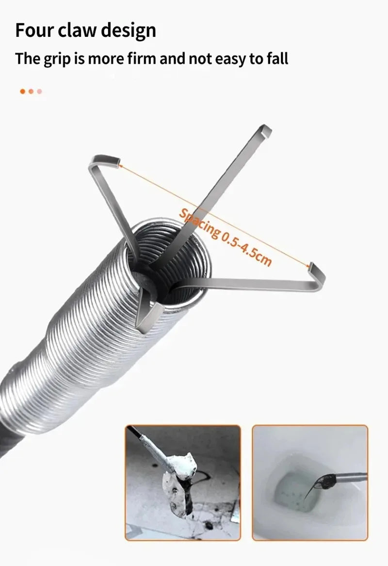 4-Claw Flexible Drain Snake | Hair Catcher & Pipe Dredger Drain Cleaning Tool Oasis Select