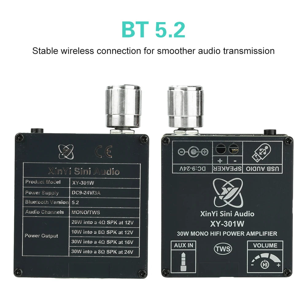 XY-301W Mono 30W Bluetooth Digital Audio Amplifier Board TWS True Wireless Box Connection Stereo DC 9-24V Oasis Select