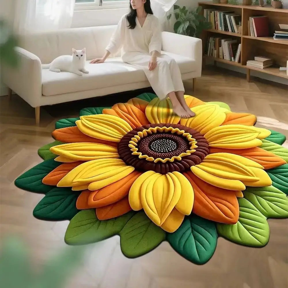 Sunflower Shaped Non-Slip Soft Carpet Mat 60x60cm | Home Décor