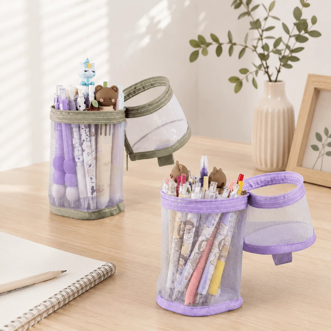 1/4PCS Multiple Simple Transparent Stand Up Pen Cases, Student Daily Storage, Large Capacity Stationery Box Oasis Select