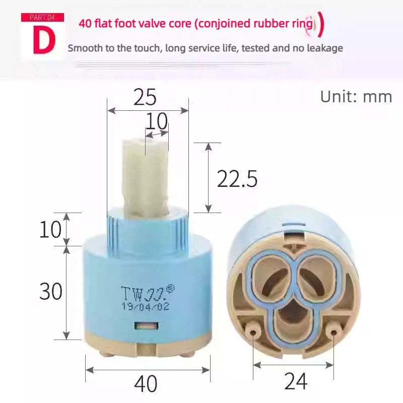 Faucets Mixing Spool Valve 25 MM/35 MM/40 MM Cartridge Ceramic Mixer Tap Kitchen Bath Basin Shower Taps Accessories Oasis Select D-JJ40MM
