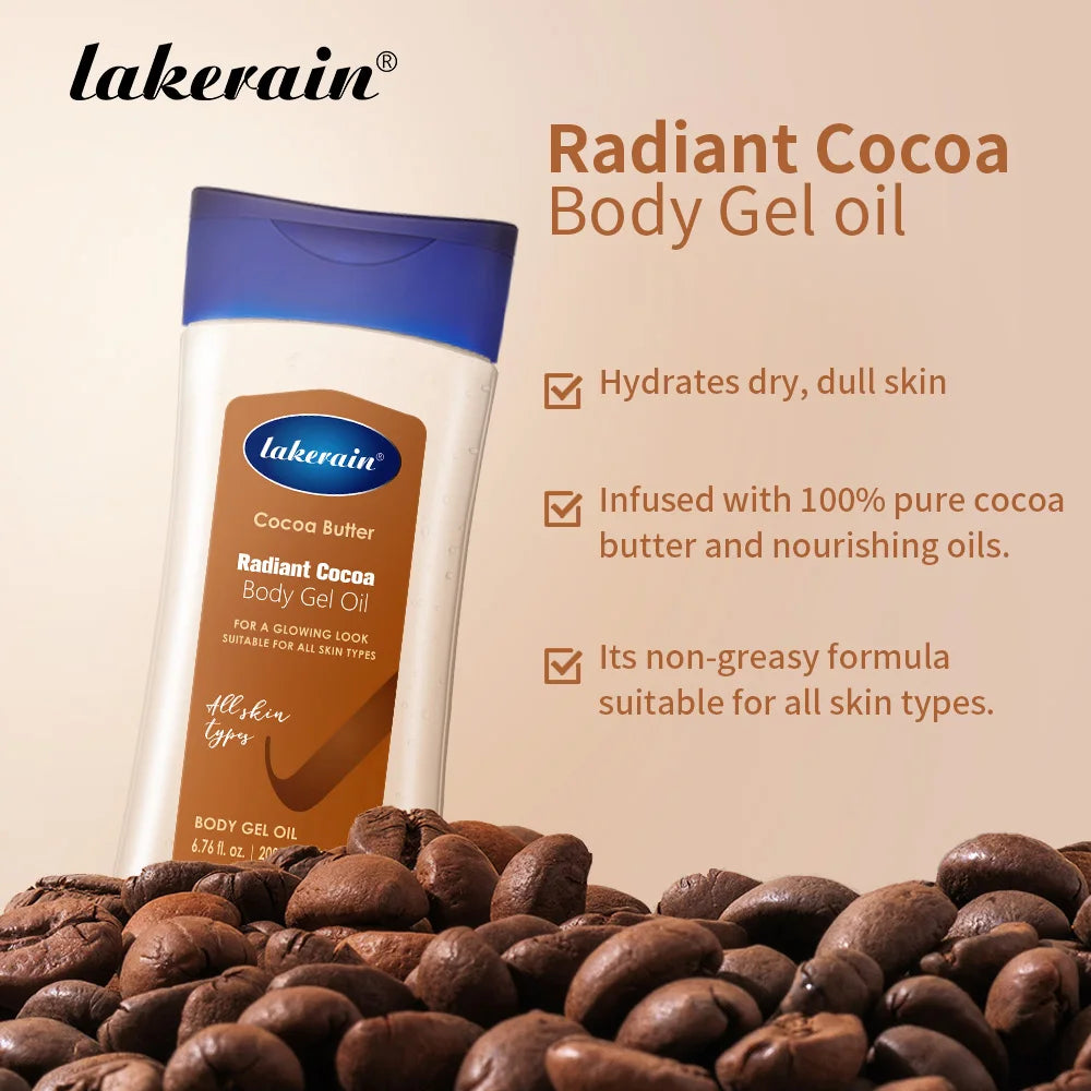 200ml Cocoa Body Oil Gel Moisturizing Hydration for Dry Skin Care Radiant Glowing Butter Treatment Nourishing Body Skin Care Oasis Select