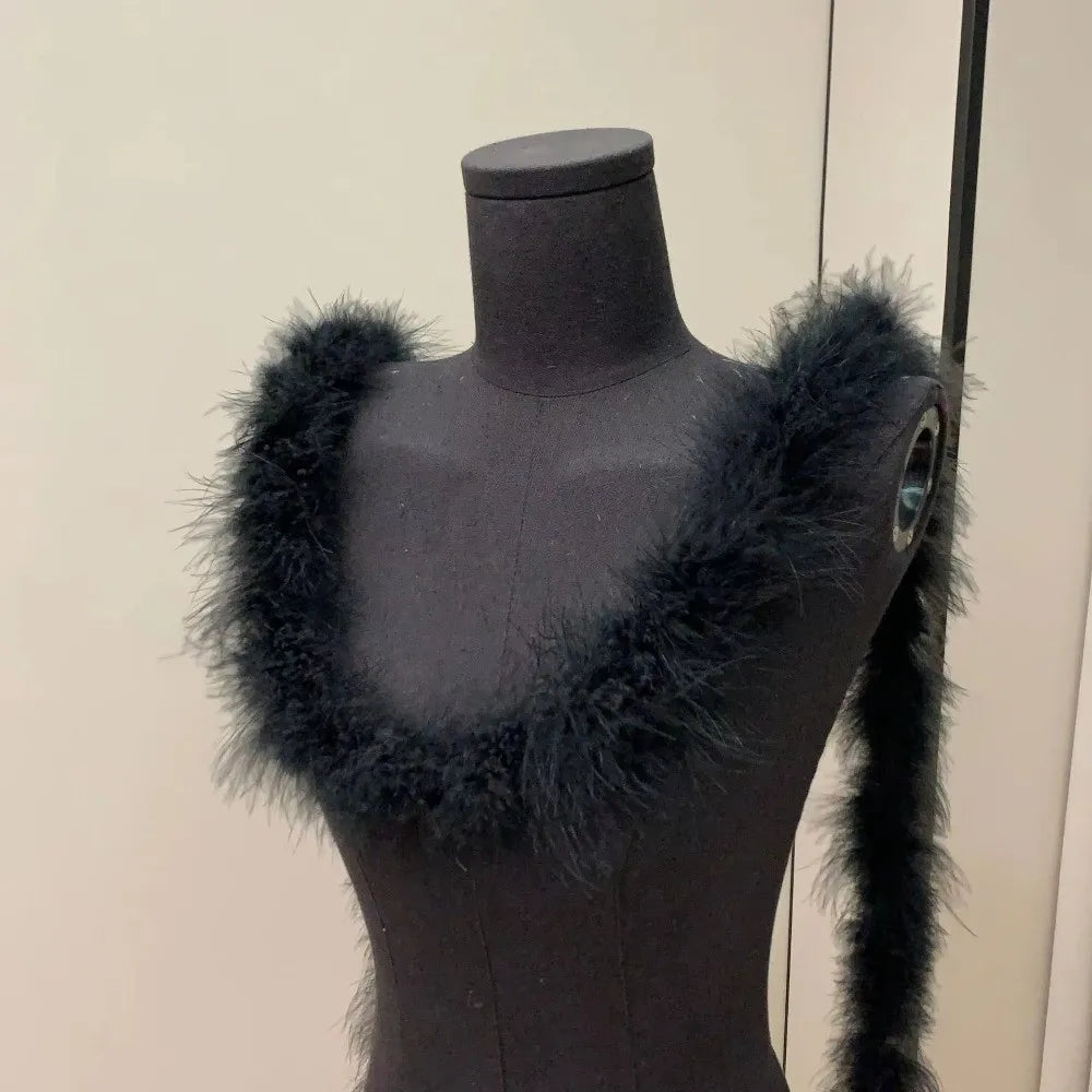 Fashion 2 Meter Decorative Strip Faux Fur DIY Apparel Sewing Fluffy Trim Cuff Strip Home Decor Artificial Fur Decoration Oasis Select Black