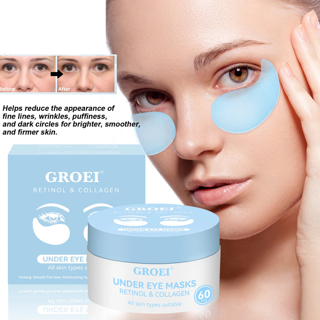 Retinol & Collagen Under Eye Masks - 60 Pcs Hydrating Eye Patches with Hyaluronic Acid & Vitamin E for All Skin Types 2025 new Oasis Select