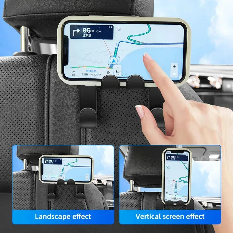 1/2/4/5Pcs Car Seat Headrest Hook 4 Pack Hanger Storage Organizer Universal for Handbag Purse Coat Fit Universal Vehicle Oasis Select
