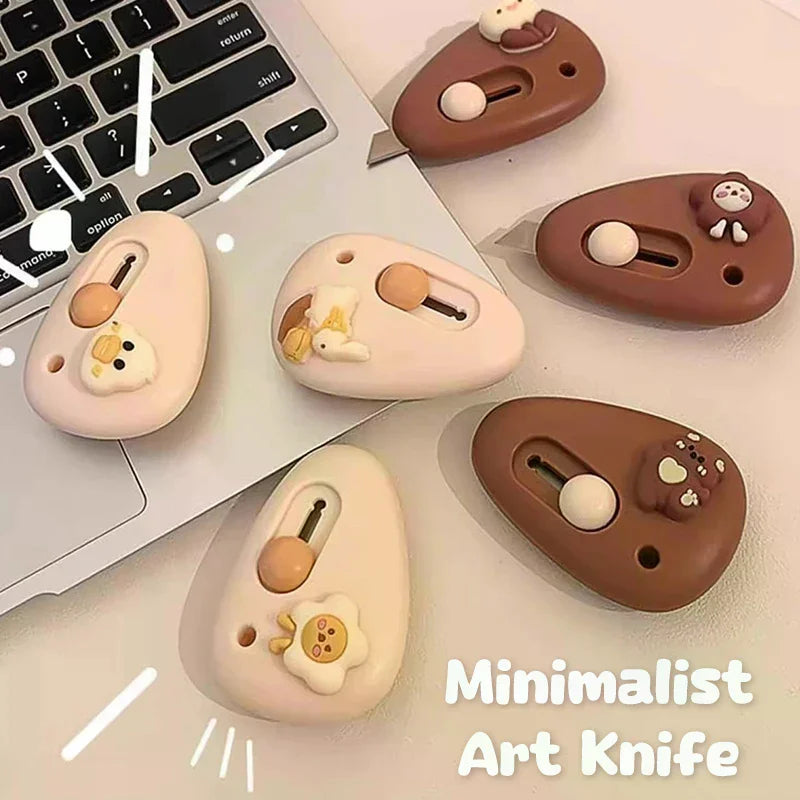 1pc Cute Cartoon Pebble Portable Art Knife Unpacking Express Knife Student Mini Paper Knife School Office Cutting Supplies Oasis Select