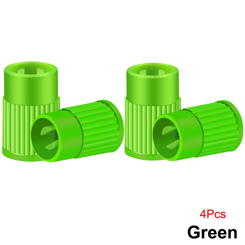 Tire Stem Valve Caps with Valve Core Remover Tool Plastic Dust Caps Universal for Cars, Bike and Bicycle, Trucks, Motorcycles Oasis Select Green-4Pcs