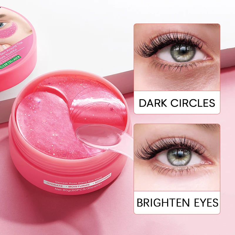 Rose Collagen Eye Masks 60 Pcs – Moisturizing Eye Patches Eye Mask Patches Oasis Select