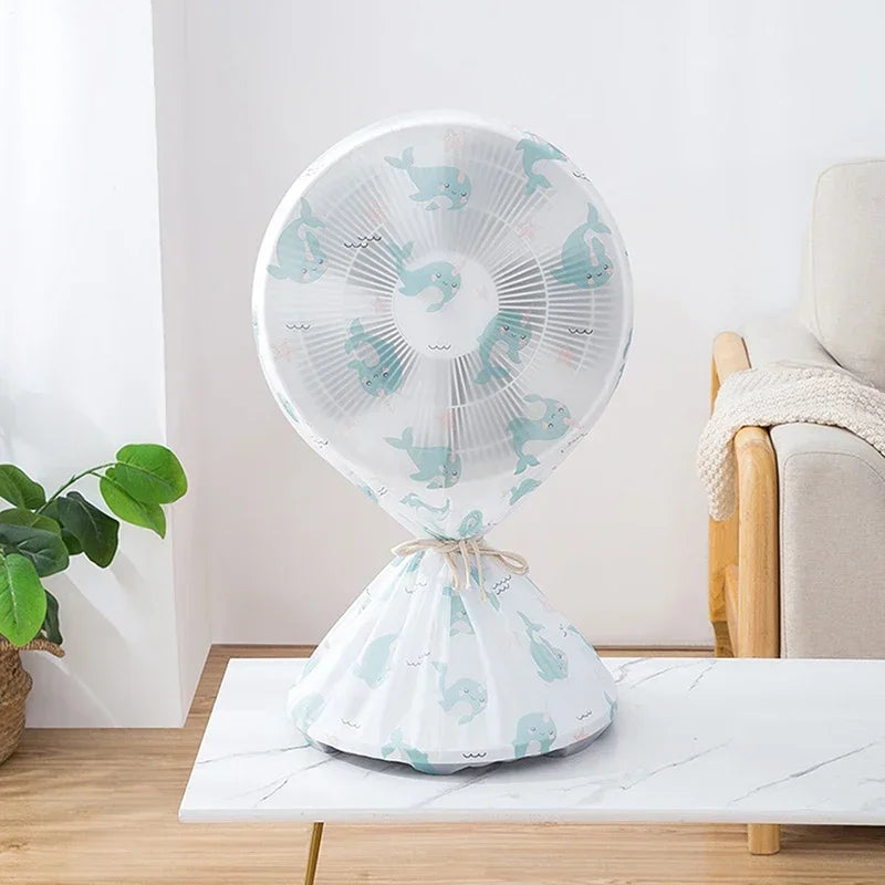 Portable Dustproof All-inclusive Electric Fan Dust Cover Household Floor Fan Cover Waterproof Protective Cover Accessories Oasis Select S size - whale