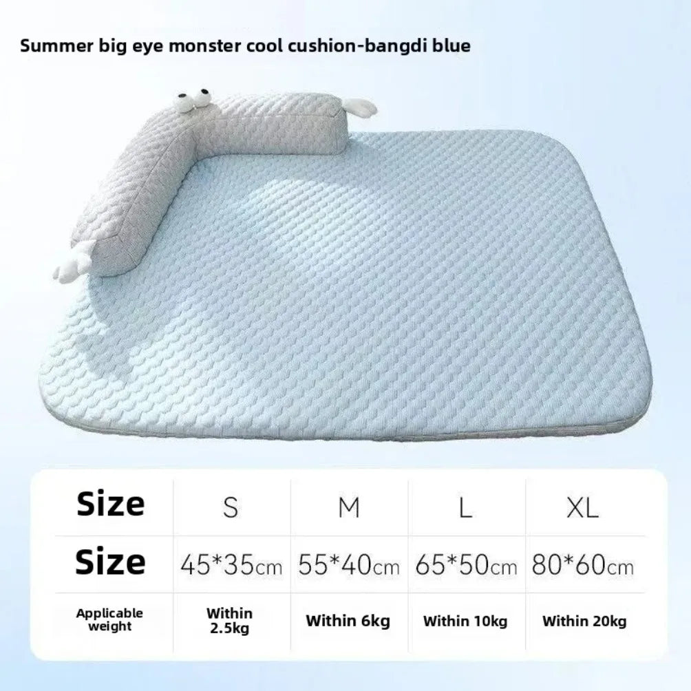 Cartoon Pet Cooling Mat Cat Supplies Breathable Bubble Dot Cute Dog Bed with Pillow Washable Summer Pets Pad for Small Dogs Cats Oasis Select
