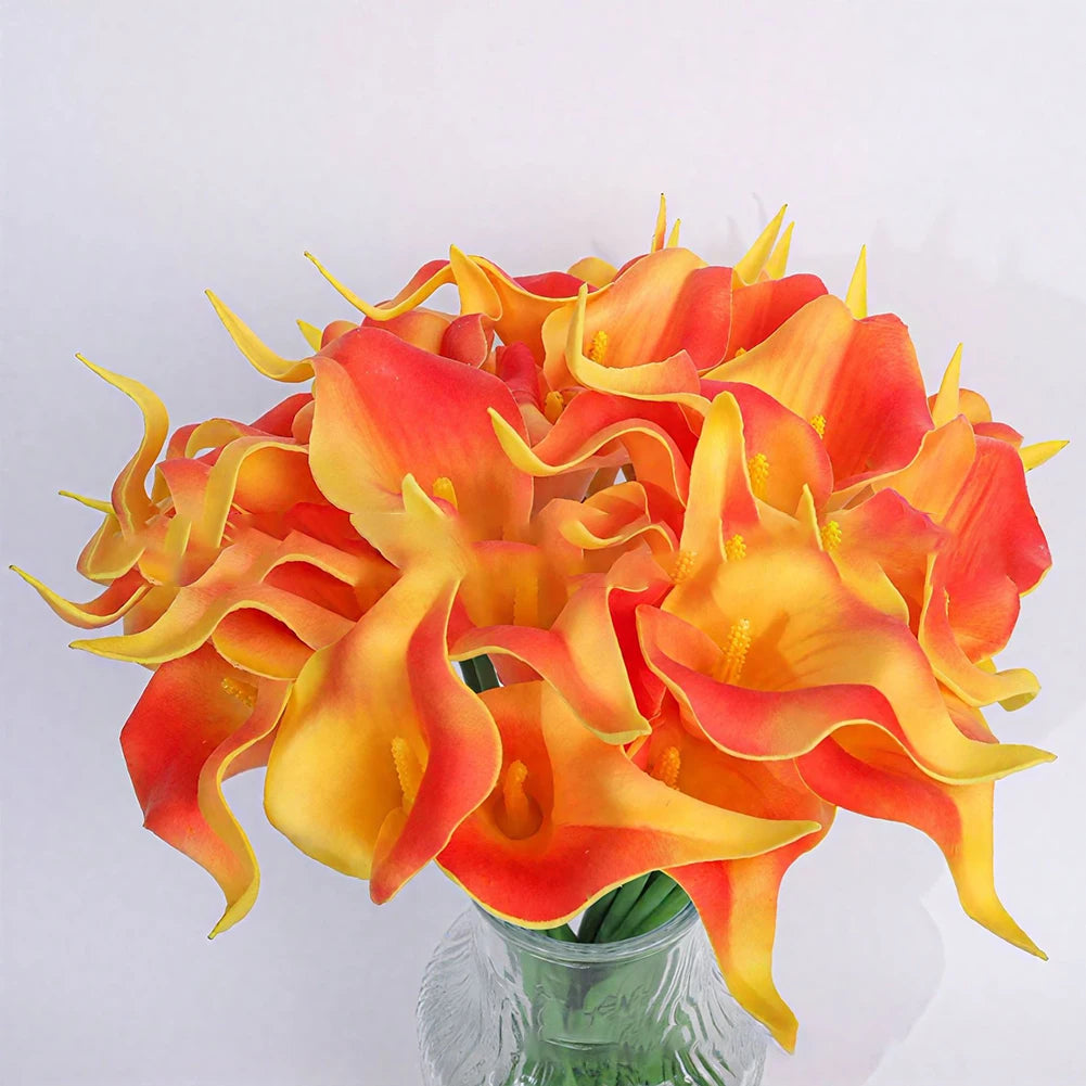 Calla Lily Artificial Bouquet – Wedding & Home Decor Flowers Artificial Flower Bouquet Oasis Select Sunset red
