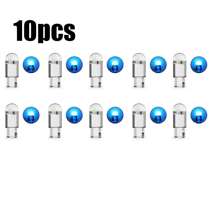 5/10/15pcs 5W LED Canbus T10 Car Lights COB Glass Interior Parts Bulbs 6000K White Auto License Plate Lamp Dome Read Light 12V Oasis Select 10pcs Ice blue