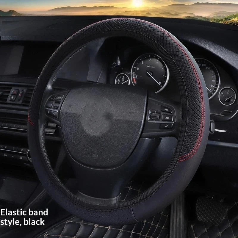 Universal Car Steering Wheel Cover For 37-38cm Steer Wheel Faux Leather Breathable Car Wheel Cover Interior Auto Accessories Oasis Select Black