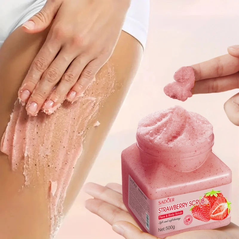 SADOER 500g Strawberry Exfoliating Scrub – Hypoallergenic Exfoliating Body Scrub Oasis Select