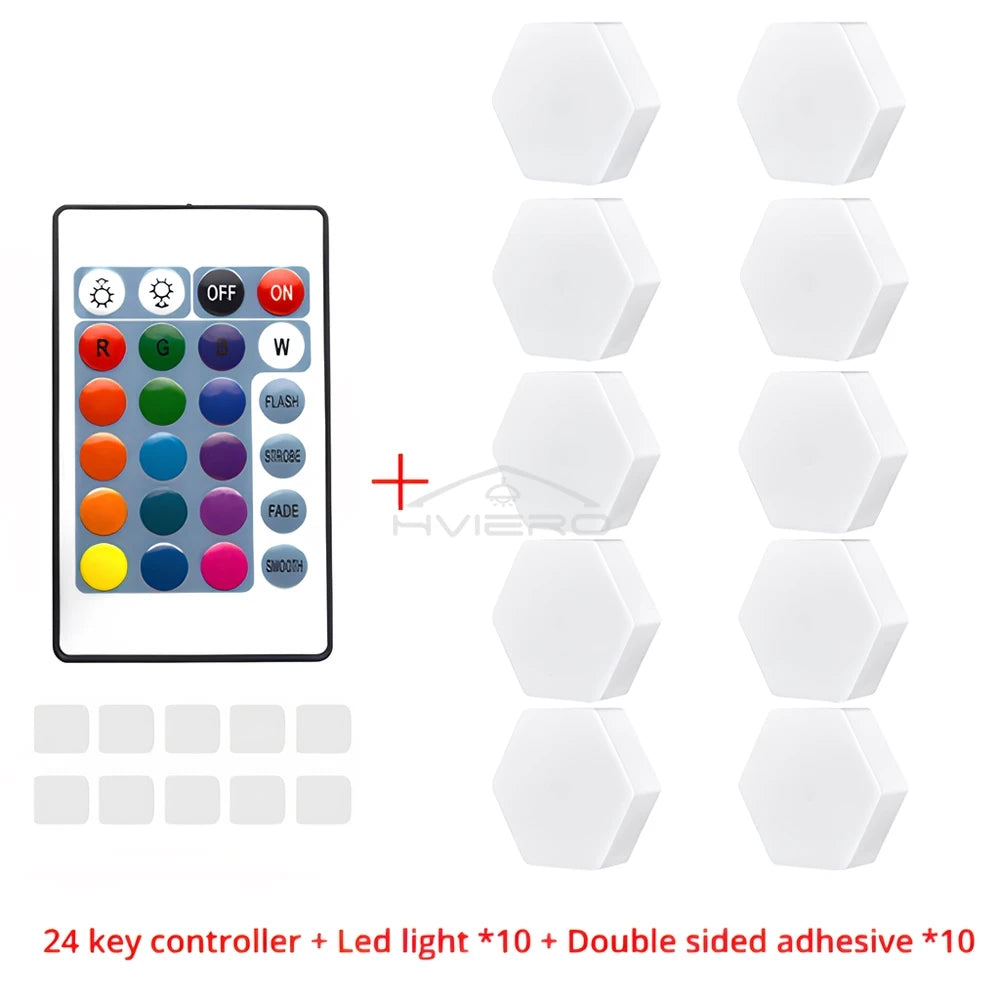 RGB Hexagon LED Wall Light – Touch & Remote Modular Honeycomb
