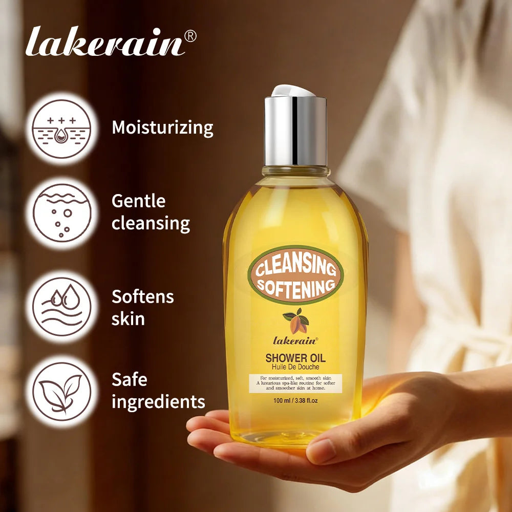 Lakerain Almond Shower Oil Gentle Full-body Cleanse Moisturize Irresistible Subtle Scent Silky Foam Ideal Body Care Shower Oil Oasis Select