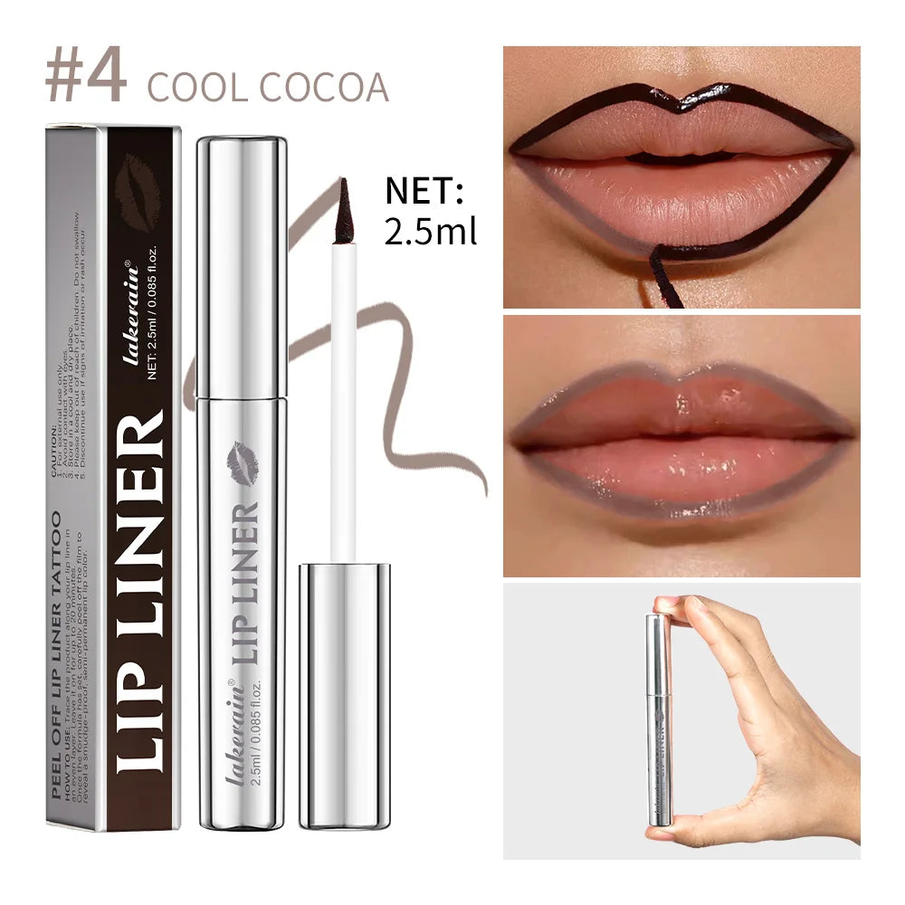 Waterproof Lip Liner Peel Off Tattoo Lipgloss Waterproof Long Lasting Matte Lip Tint Brown Contour Tear-off Lips Stain Cosmetics Oasis Select 4 Cool Cocoa