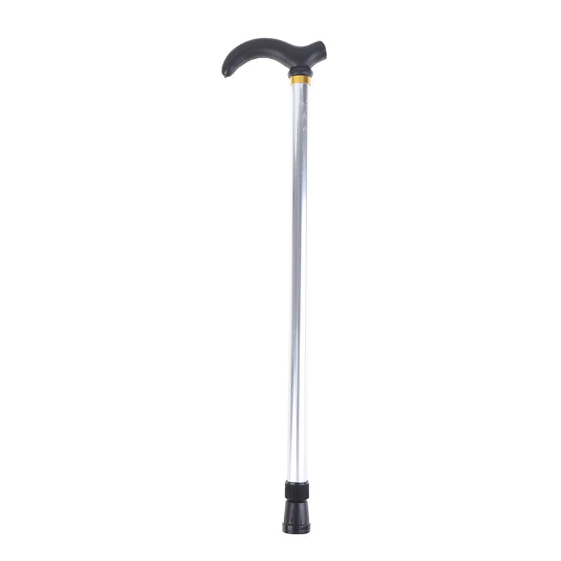 1PC 75-90cm Aluminum Alloy Adjustable Walking Stick 2 Section Stable Anti-Skid Crutch Old Man Hiking Cane Height Oasis Select Silver