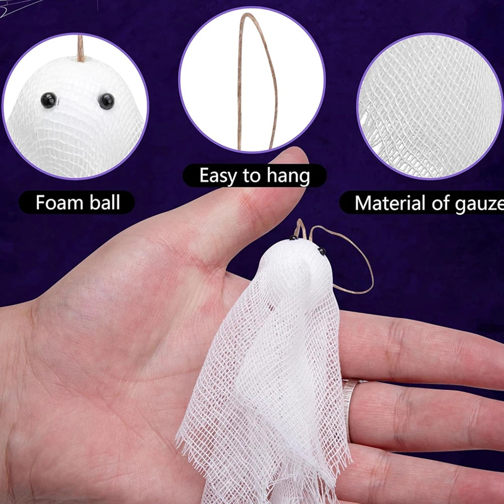 Halloween Hangings Ghosts Halloween Flying Ghosts Decorations White Cute Flying Ghosts Ornament With Rope For Balcony Garden Oasis Select