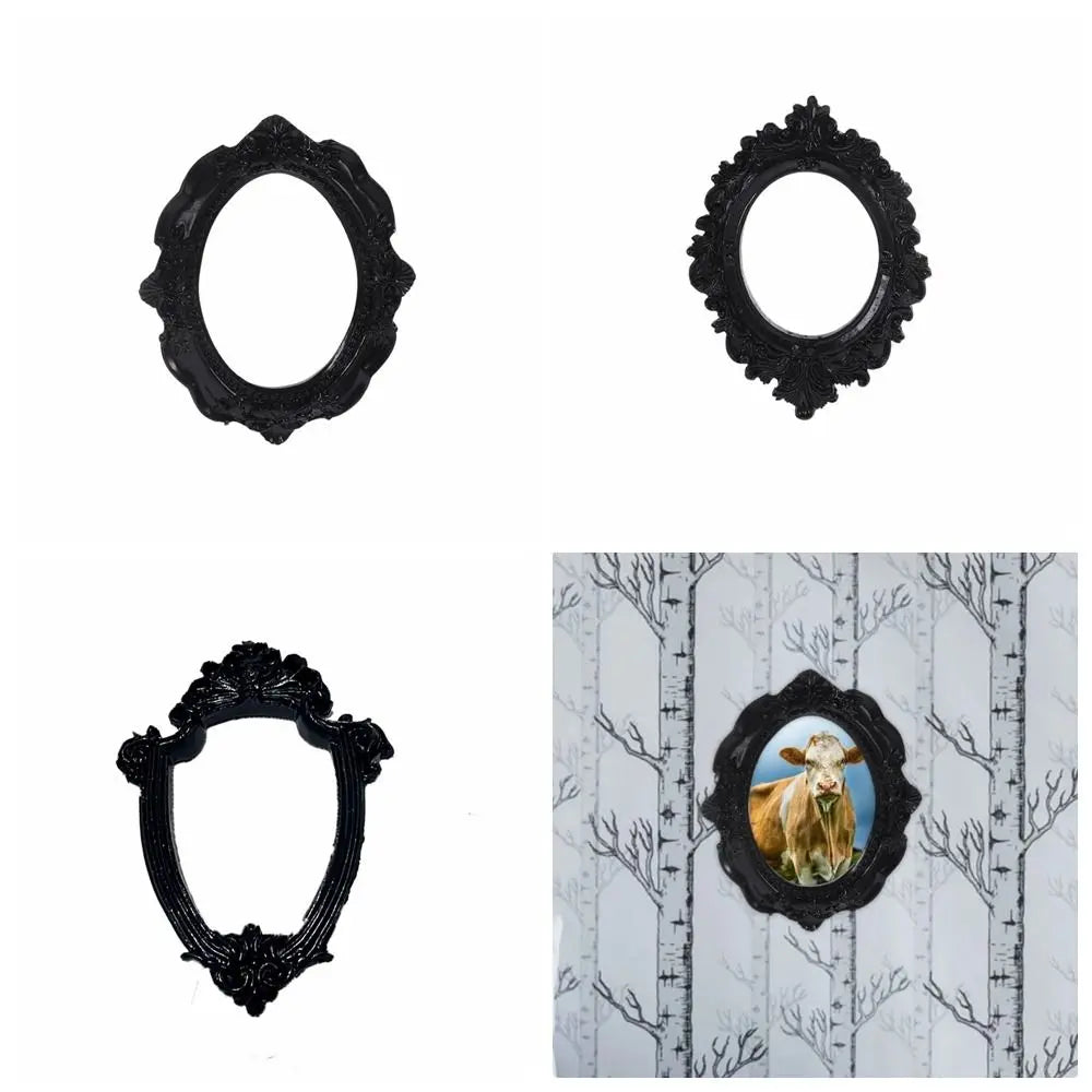 Black Oval Vintage Resin Picture Frame | Mini Wall & Desk Decor Decorative Picture Frame Oasis Select