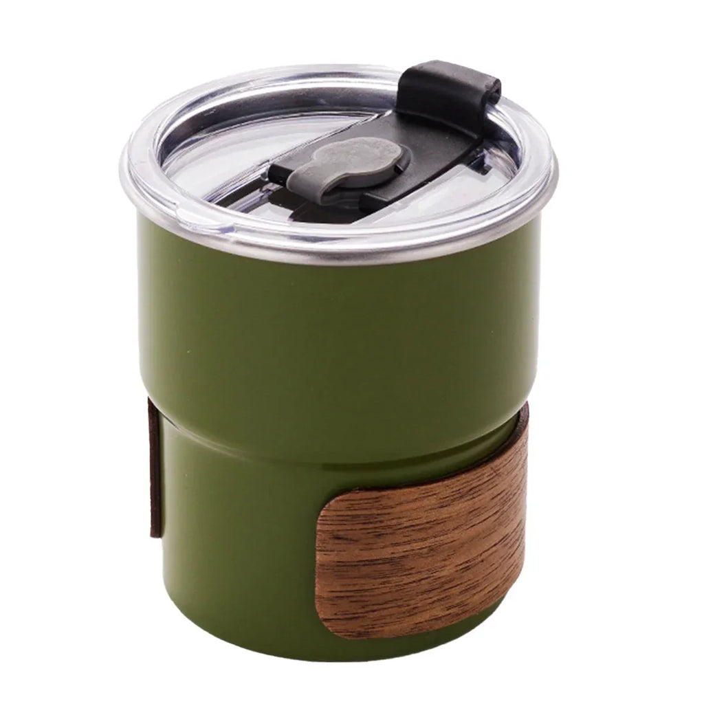 Stainless Steel Coffee Camping Mug with Lid Portable Heat Resistant Mug for Outdoor Picnic Camping Fishing Oasis Select green 300ml