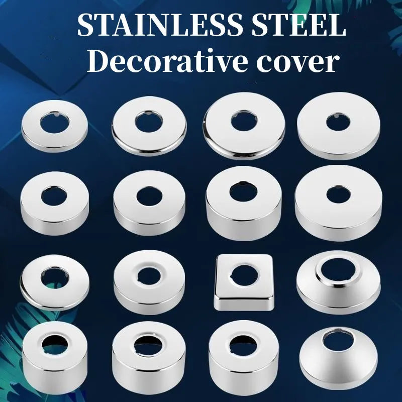 2PCS 1/2"3/4"Faucet Decorative Cover Stainless Steel Water Pipe Connector Heighten Valve Panel Shower Kitchen Faucet Accessories Oasis Select