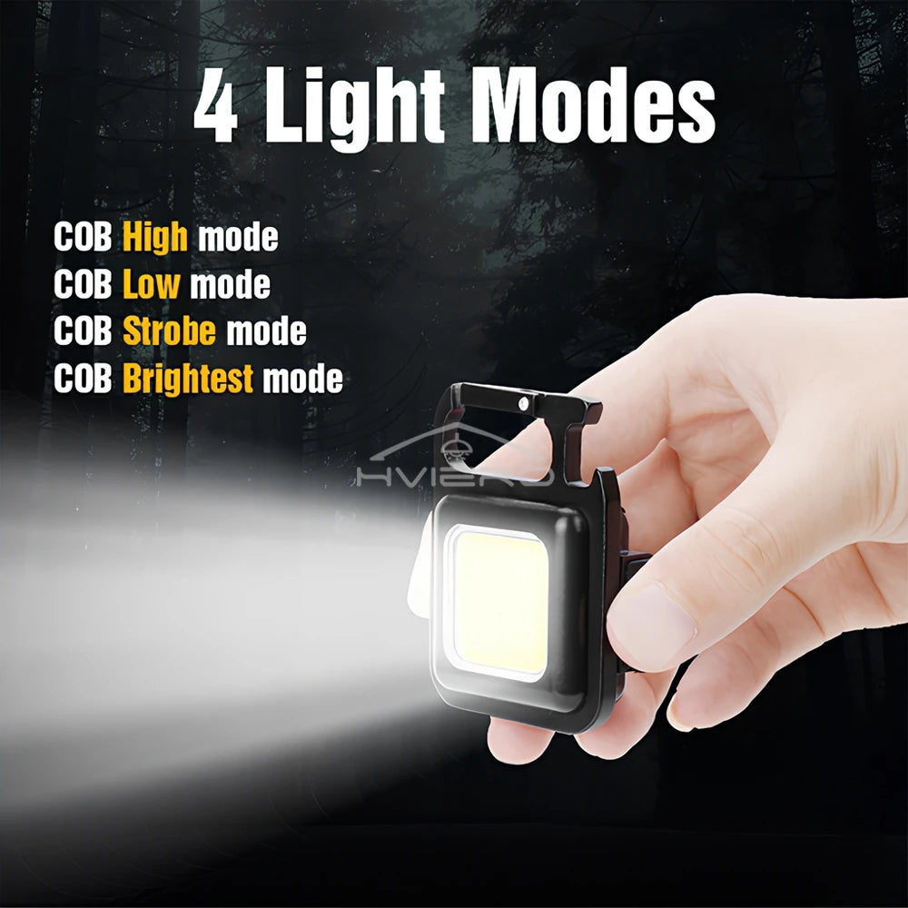 HVIERO COB Mini Keychain Flashlight | USB-C Rechargeable LED