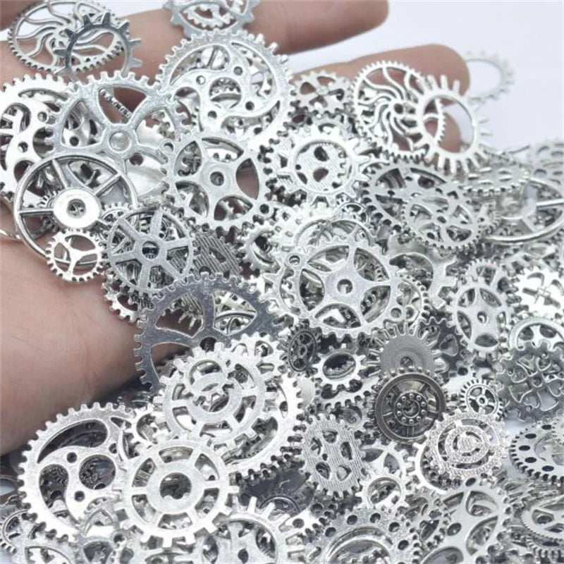 50g Antique Steampunk Gear Accessories Decor DIY Metal Pendants Charms for DIY Necklace Bracelet Crafting Jewelry Making Decor Oasis Select