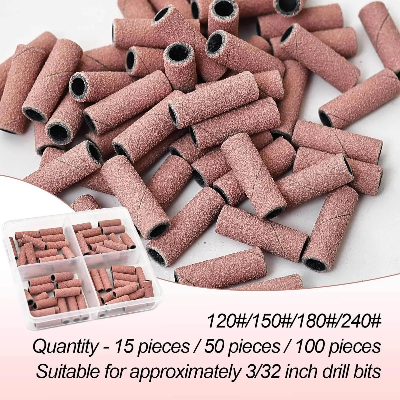 50pcs Nail File Sanding Bands Nail Drill Bits Sanding Bands for Electric Machine File Grinder Sand Band Nails Gel Polish Remove Oasis Select