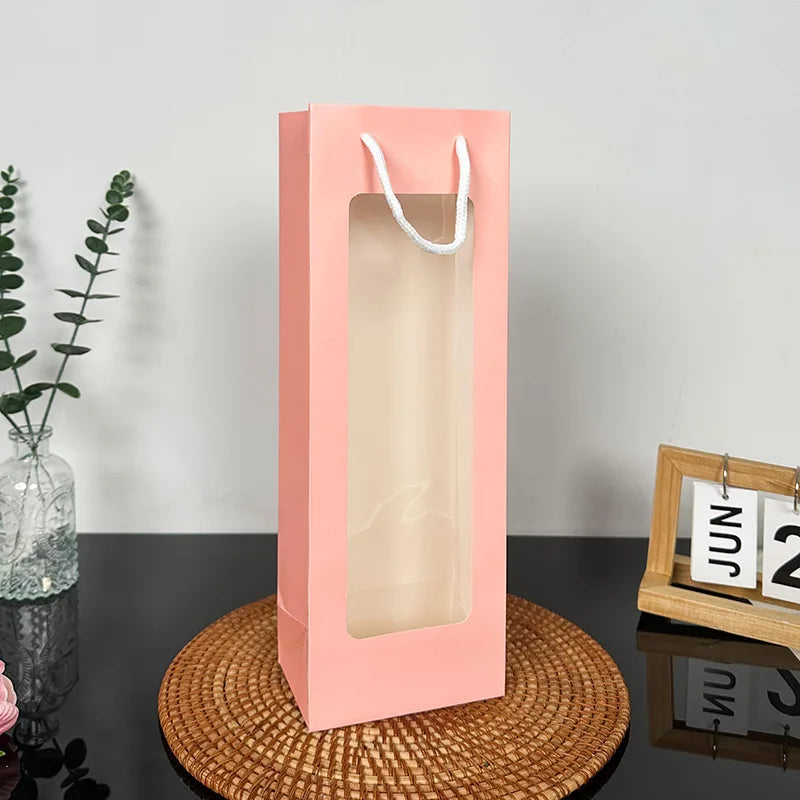 Flower Gift Bag Transparent Window | Kraft Bouquet Tote