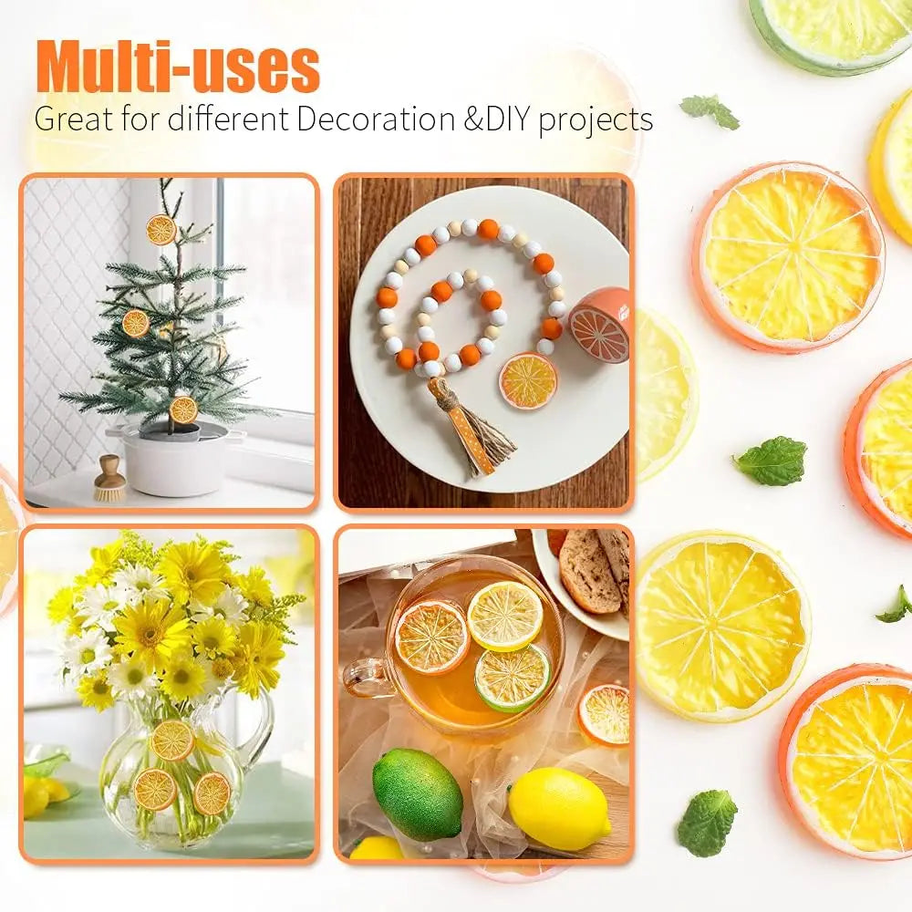 6/12PCS Artificial Lemon Slices Lifelike Yellow Resin Cake Decor Tea Party Bar Display Photo Props DIY Craft Summer Vibe Oasis Select
