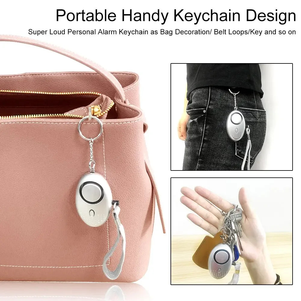 130DB Personal Security Alarm Emergency with LED Buckle Key Lights Emergency Safety Alarm for Women Men Children Elderly Oasis Select