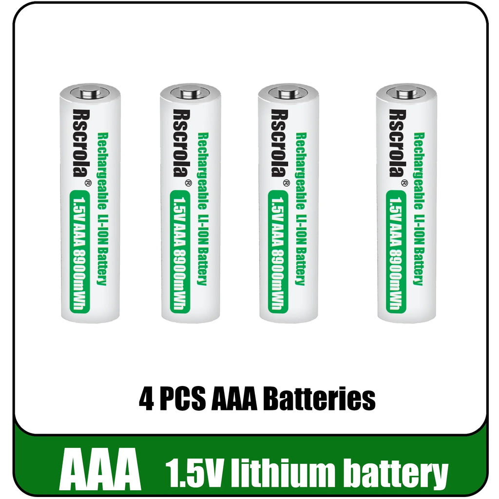 Universal Rechargeable 1.5V AAA 8900mWh Lithium ion Battery Fast charging with Charger for Camare Clock Mouse Fan Electric Toys Oasis Select 4 PCS Batteries 1.5V China Mainland