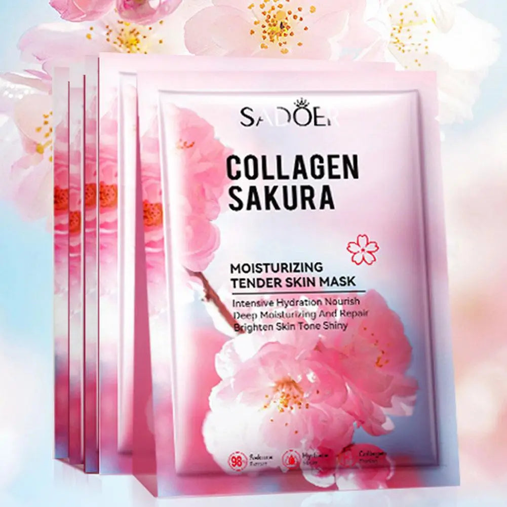 5-Pack Sakura Collagen Face Mask – Firming & Anti-Wrinkle Collagen Sheet Mask Oasis Select 5pcs