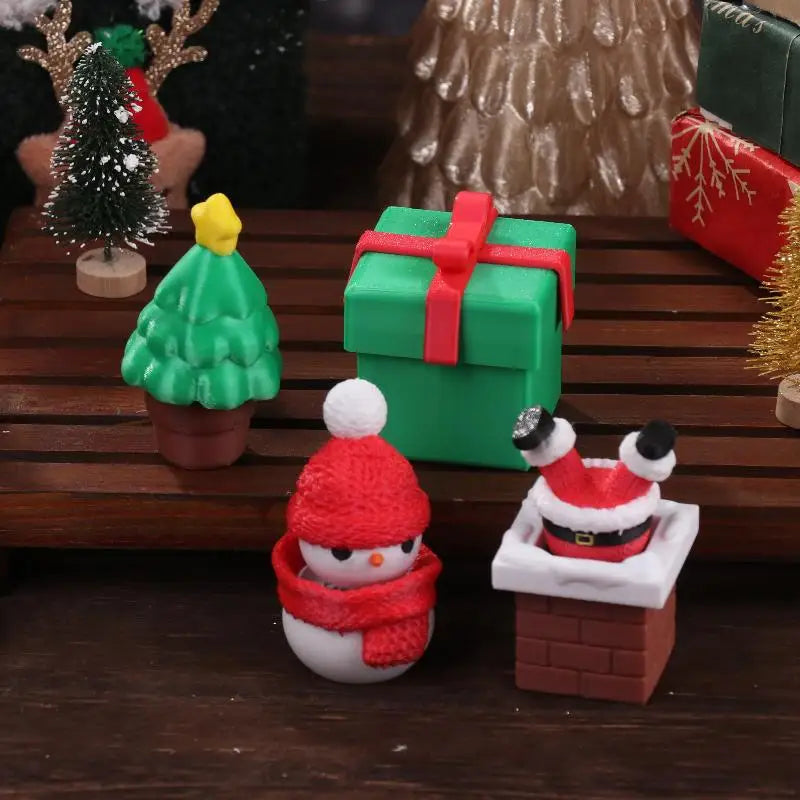 3D Printed Christmas Holiday Decoration Desktop Doll Santa Claus Falling Chimney Cute And Fun Relax Toy Pressed Ornament Clicker Oasis Select