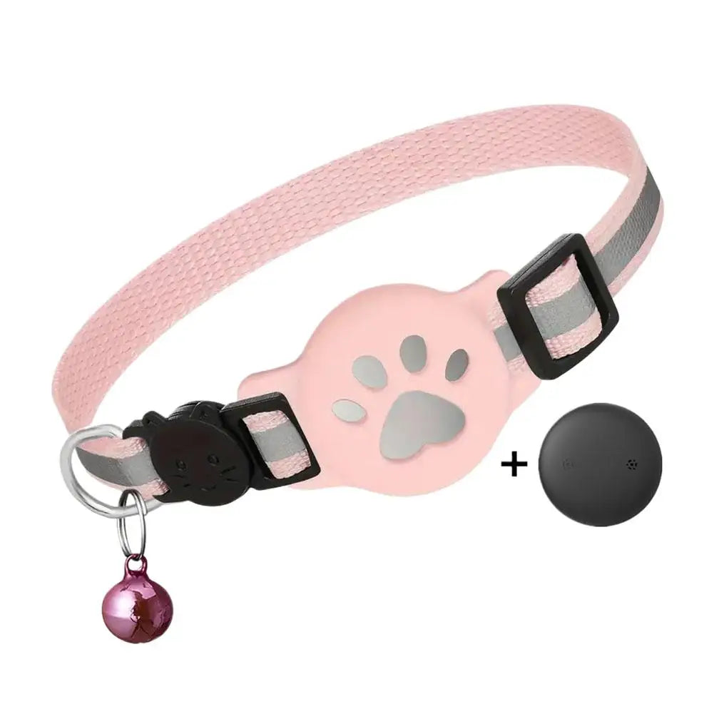 Cat Collar Compatible with Apple Airtag with Bell Adjustable Safety Buckle Reflective GPS Collar for Kittens Puppies Oasis Select 04