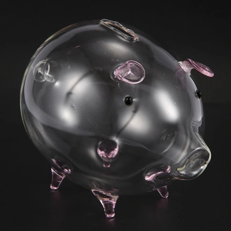 2X Pig Piggy Bank Money Boxes Coin Saving Box Cute Transparent Glass Souvenir Birthday Gift For Children Kids-Pink Oasis Select