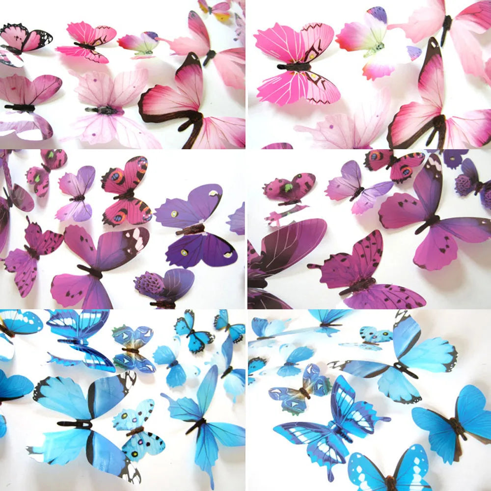 3D Butterfly Wall Stickers 12-Pack – Rainbow PVC Decals Wall Decal Stickers Oasis Select